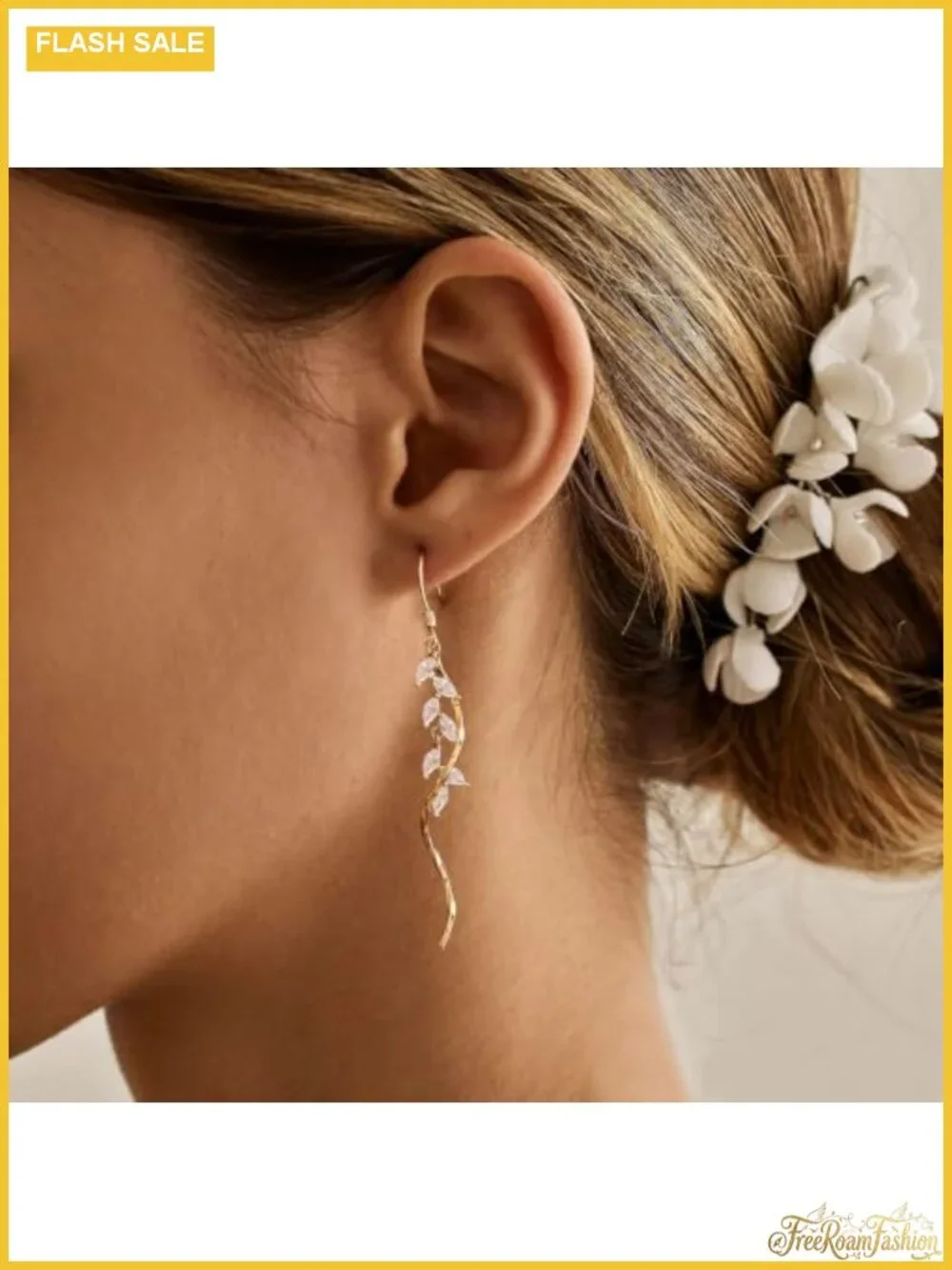 Dangle Earrings 14K Gold Plated Cubic Zirconia Wedding Bridal